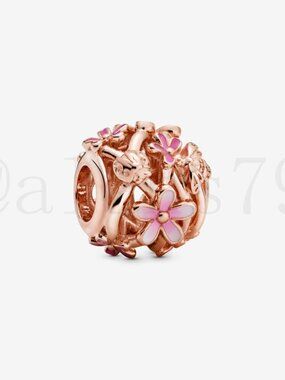 Pandora Openwork Pink Daisy Flower Charm